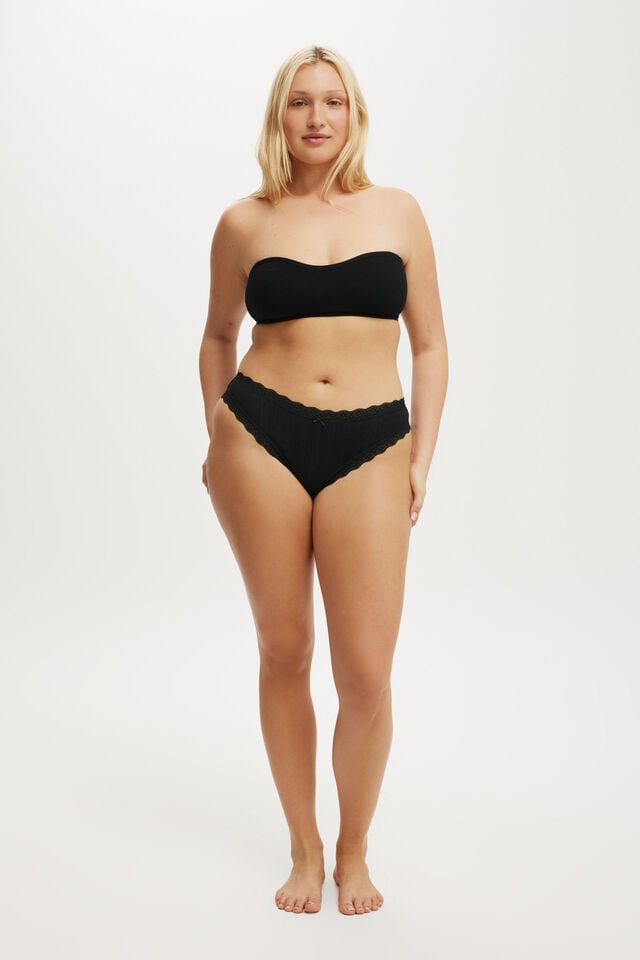 cotton on Organic Cotton Lace Cheeky Brief black