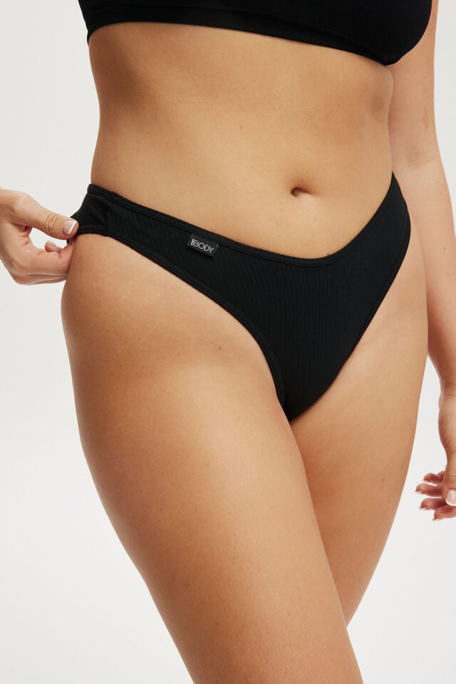 Cotton On Organic Cotton Rib Cheeky Brief Black