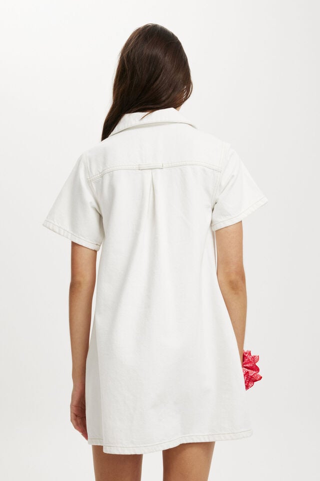 Cotton On Original Denim Mini Dress Vintage White