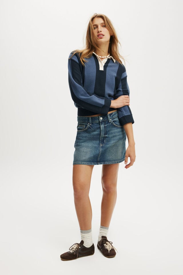 Cotton On Original Denim Mini Skirt Blue Dusk