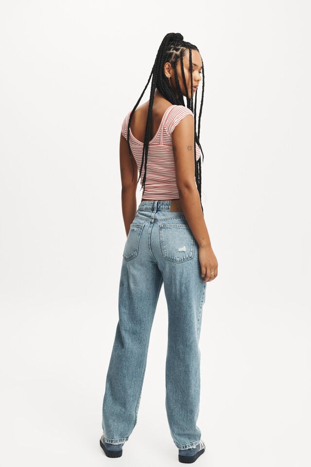 Cotton On Original Straight Jean Breeze Blue Worn