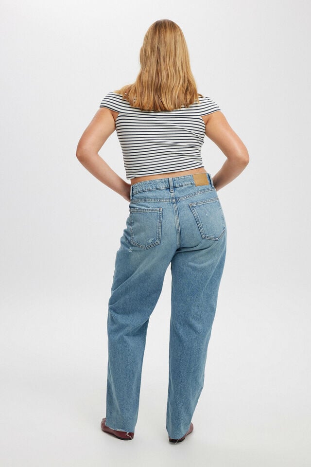 Cotton On Original Straight Jean Lake Blue Rips