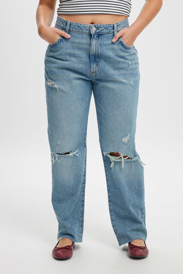 Cotton On Original Straight Jean Lake Blue Rips