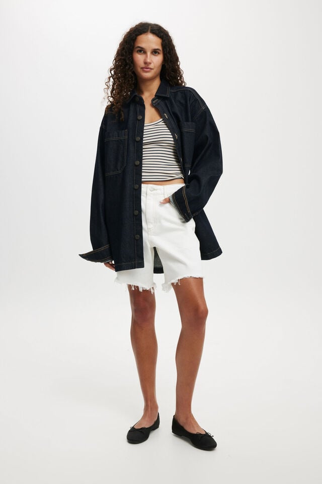 Cotton On Oversized Denim Shirt Indigo