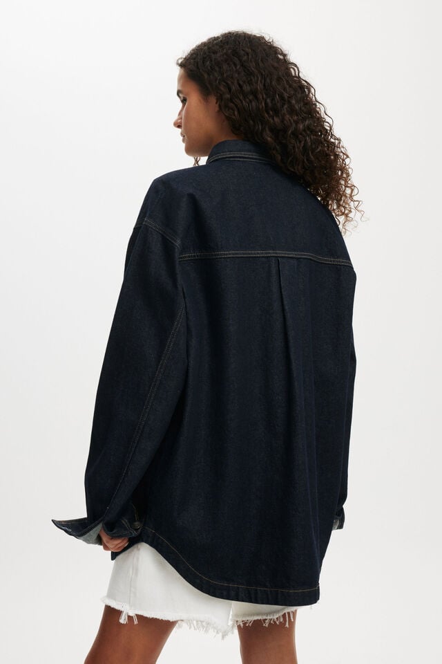 Cotton On Oversized Denim Shirt Indigo