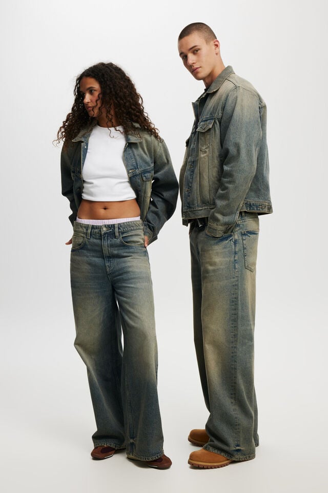 Cotton On Oversized Trucker Jacket Sandstorm Blue