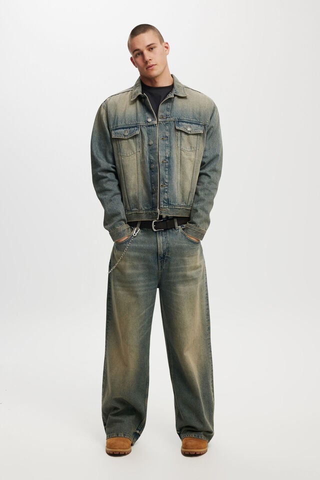 Cotton On Oversized Trucker Jacket Sandstorm Blue