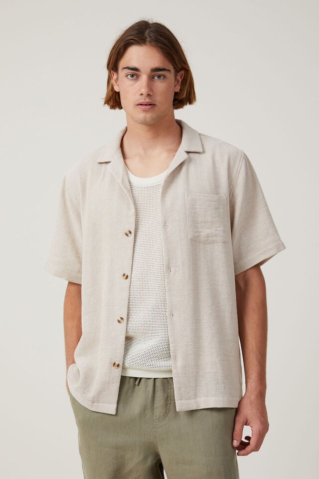 Cotton On Palma Short Sleeve Shirt Ecru