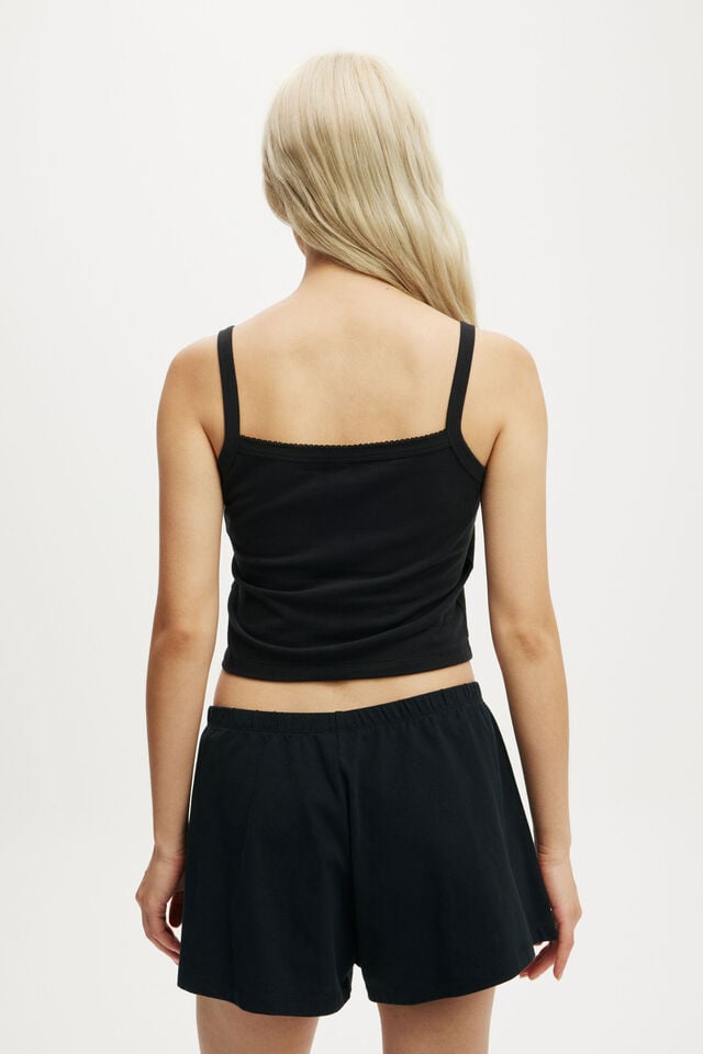 Cotton On Peached Jersey Button Up Cami Black