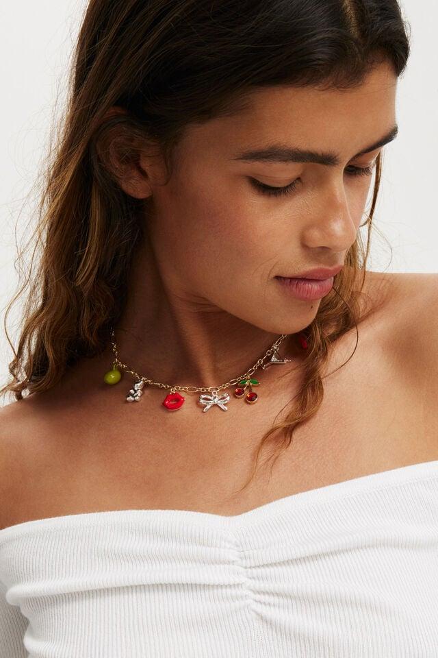 cotton on Pendant Necklace up fruity charm gold