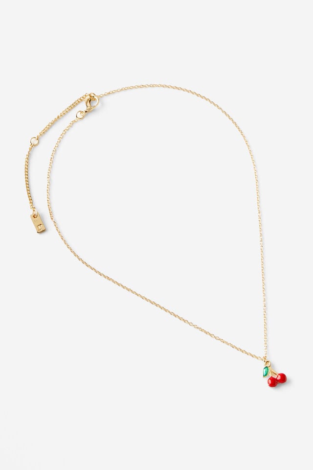 cotton on Pendant Necklace up gold enamel cherry