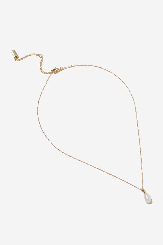 cotton on Pendant Necklace up gold pearl drop