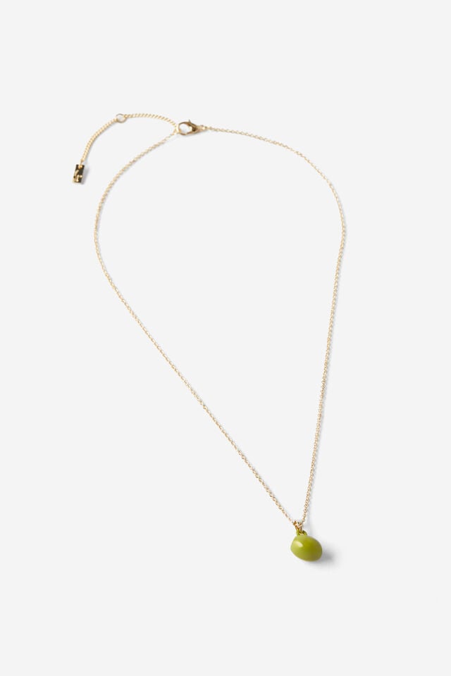 cotton on Pendant Necklace up olive charm