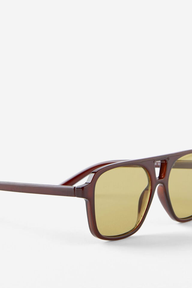 Cotton On Peyton Aviator Sunglasses Brown/green