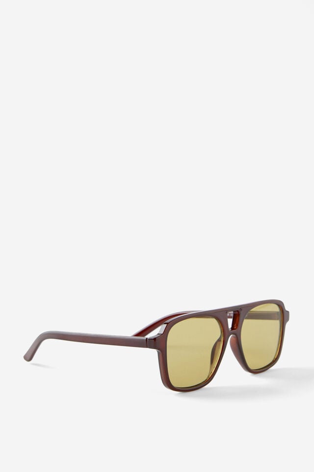 Cotton On Peyton Aviator Sunglasses Brown/green