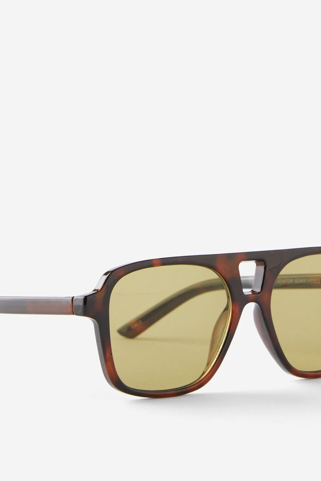 Cotton On Peyton Aviator Sunglasses Tort/green