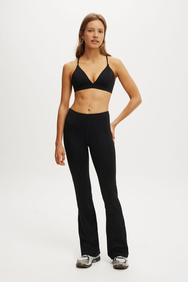 Cotton On Pinstripe High Apex Crop Black Pinstripe