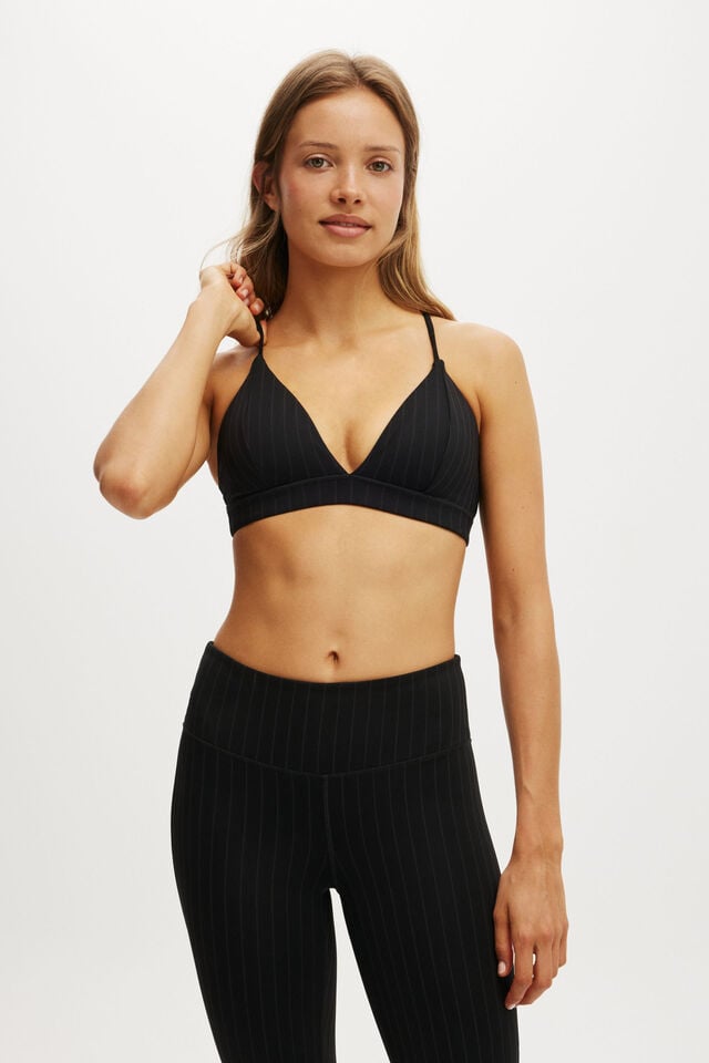 cotton on Pinstripe High Apex Crop black pinstripe