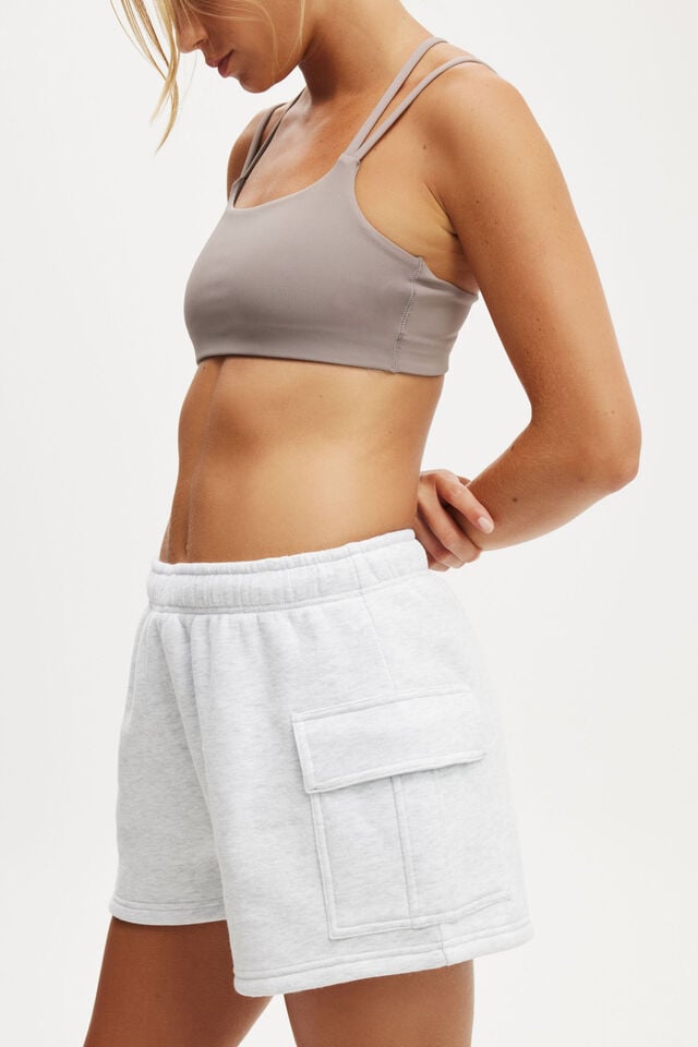 Cotton On Plush Cargo Short Cloudy Grey Marle
