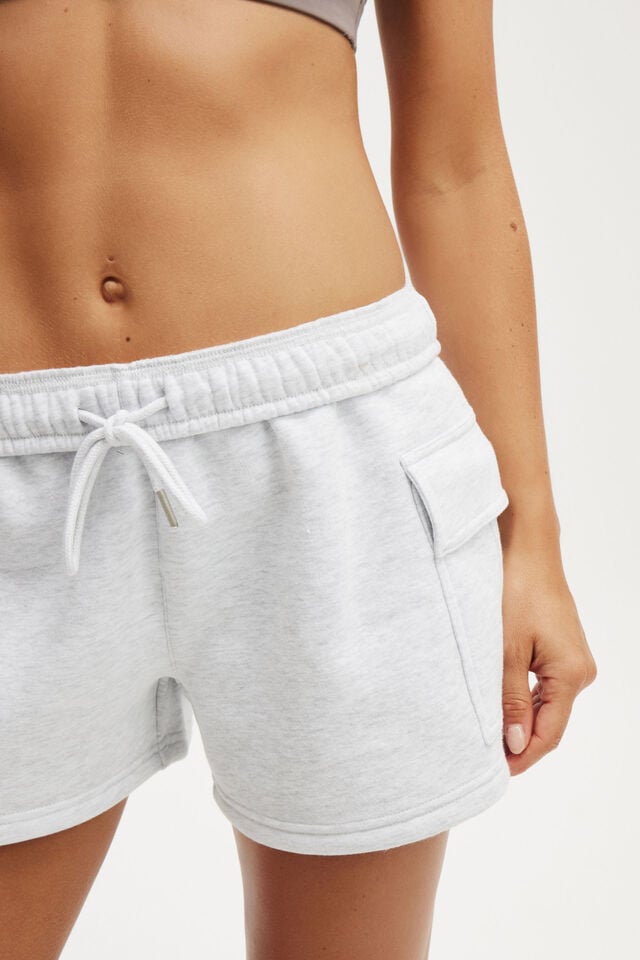 Cotton On Plush Cargo Short Cloudy Grey Marle