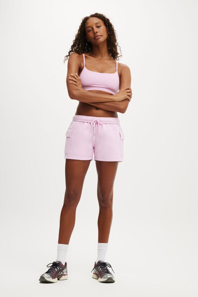 Cotton On Plush Cargo Short Pink Lavender
