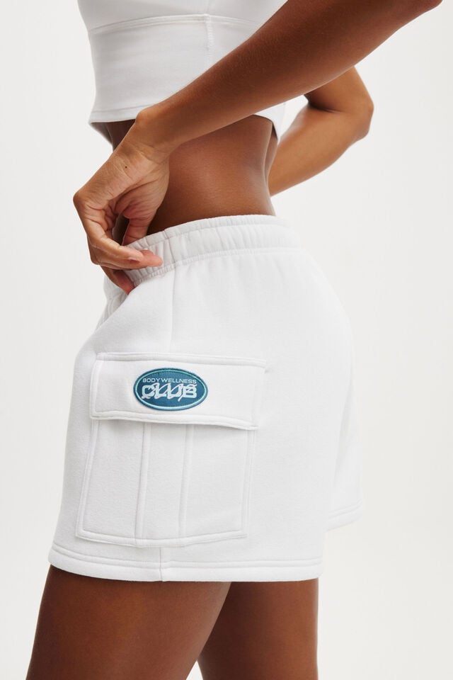 Cotton On Plush Cargo Short White/badge