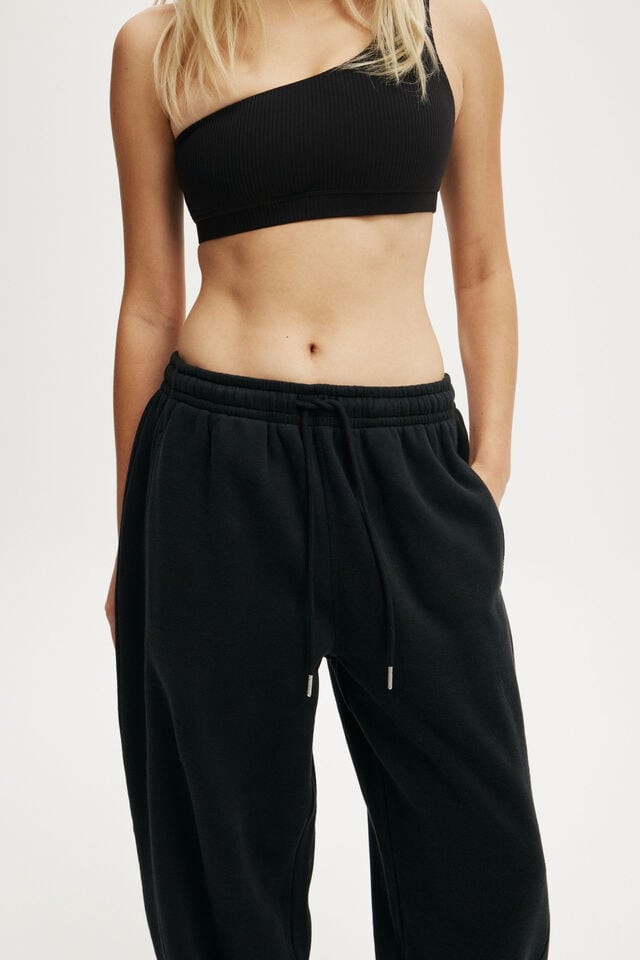 Cotton On Plush Essential Barrel Sweatpant Black