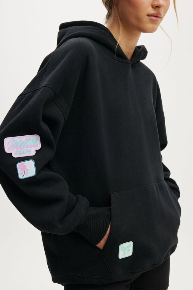 Cotton On Plush Premium Graphic Hoodie Black/badge