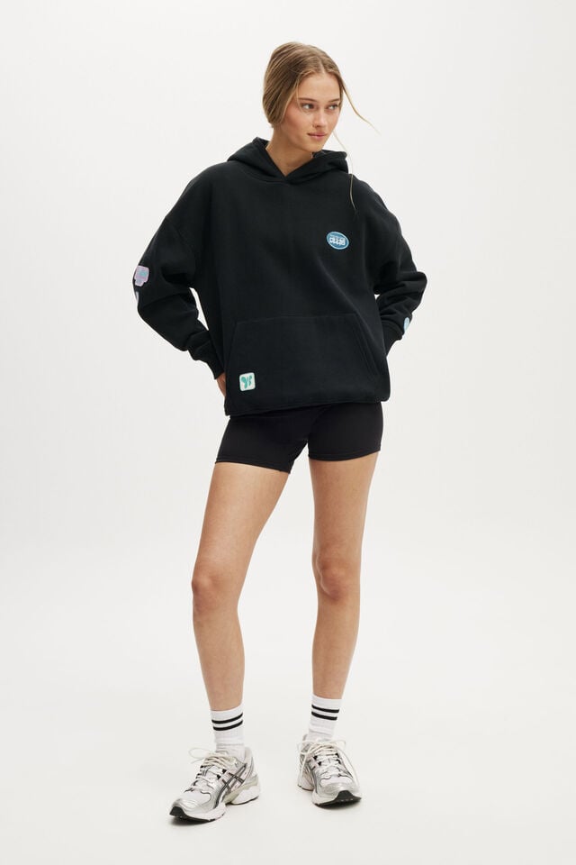 Cotton On Plush Premium Graphic Hoodie Black/badge