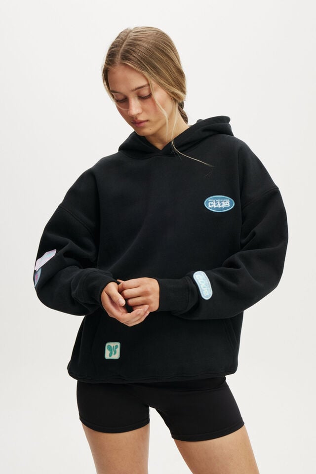 cotton on Plush Premium Graphic Hoodie black/badge
