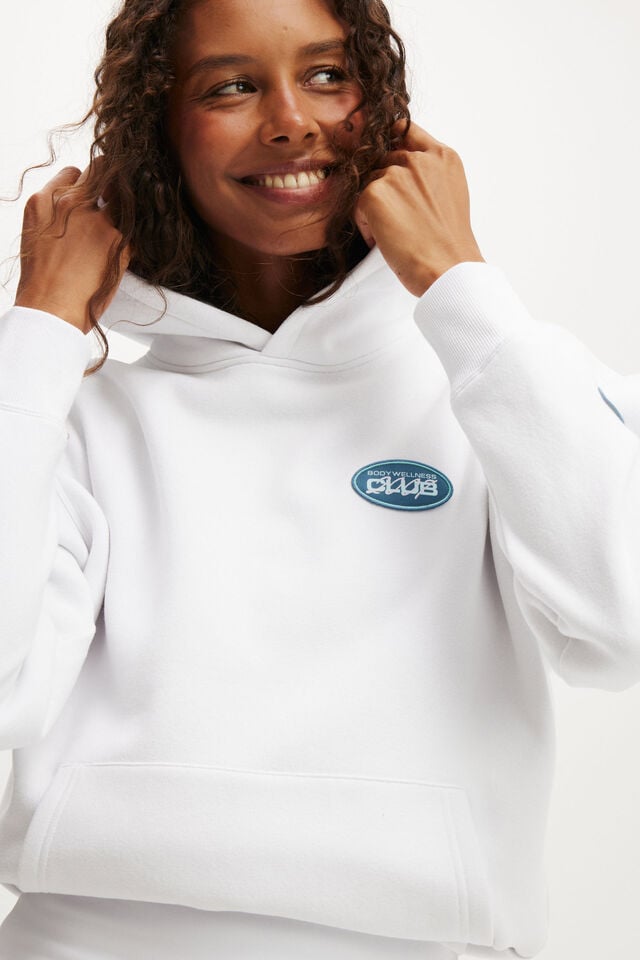 Cotton On Plush Premium Graphic Hoodie White/badge