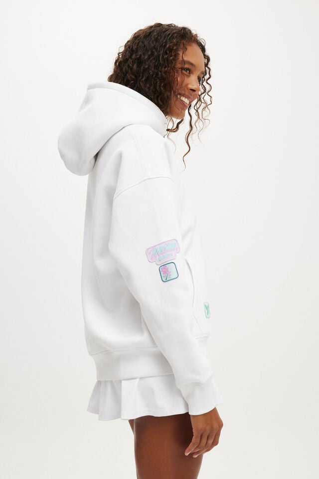 Cotton On Plush Premium Graphic Hoodie White/badge