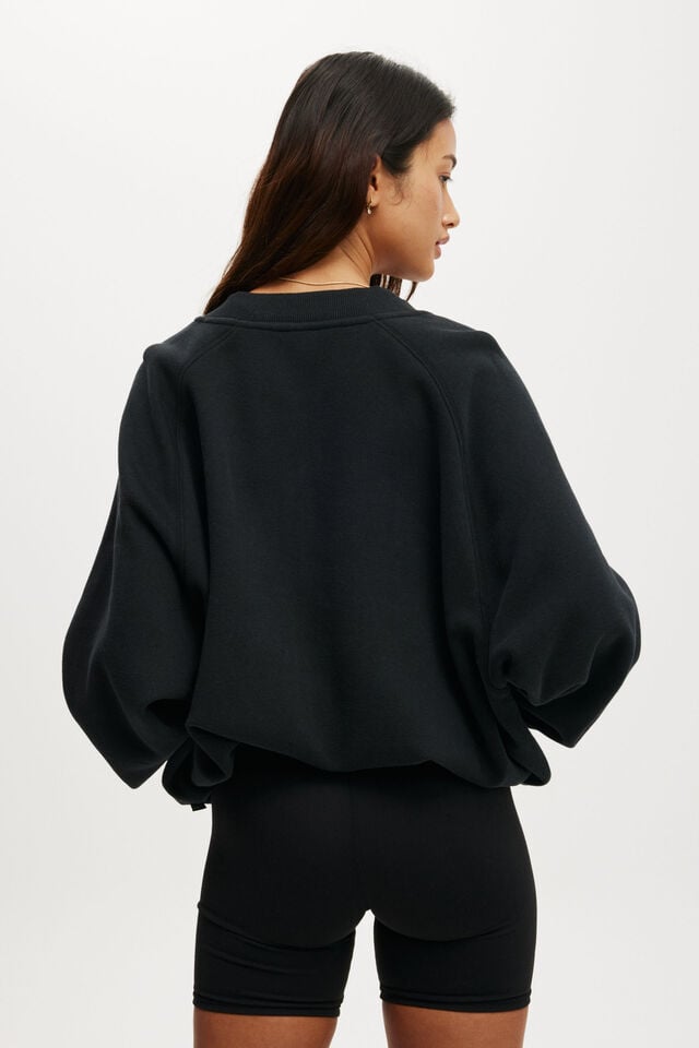 Cotton On Plush Zip Through Bomber Black