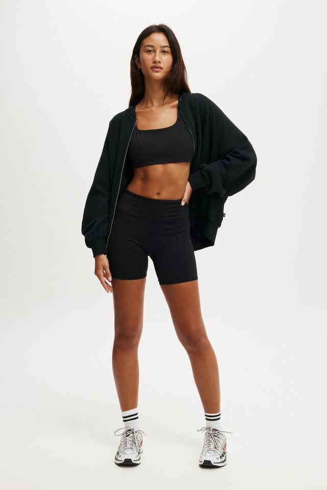 Cotton On Plush Zip Through Bomber Black