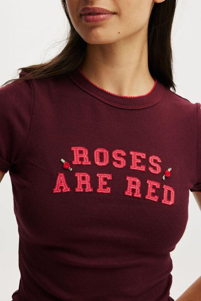 Cotton On Pointelle Sleep Tee Roses Are Red