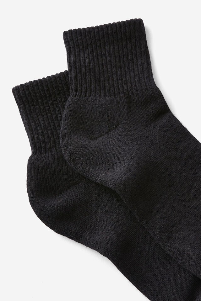 Cotton On Quarter Crew Sock Black