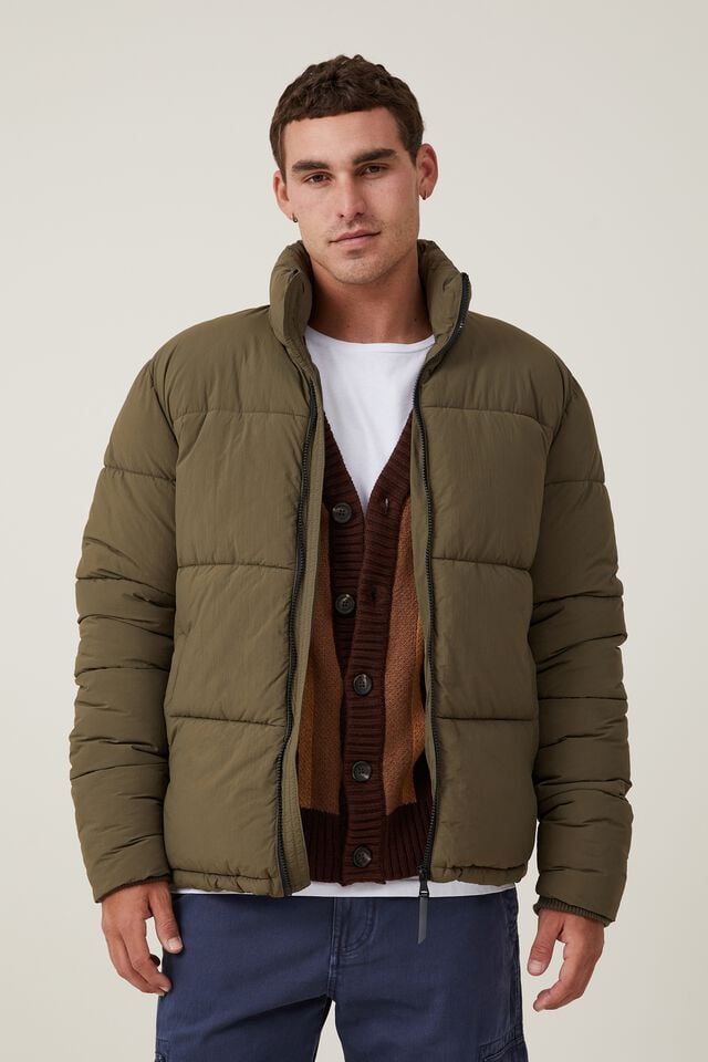 Cotton On Recycled Puffer Jacket Army