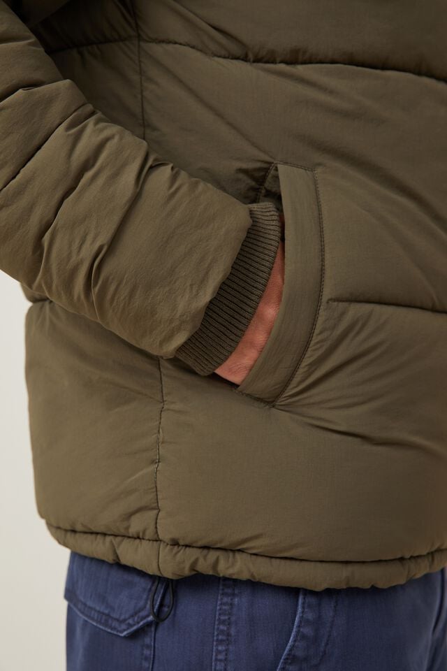 Cotton On Recycled Puffer Jacket Army