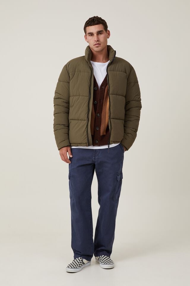 cotton on Recycled Puffer Jacket army