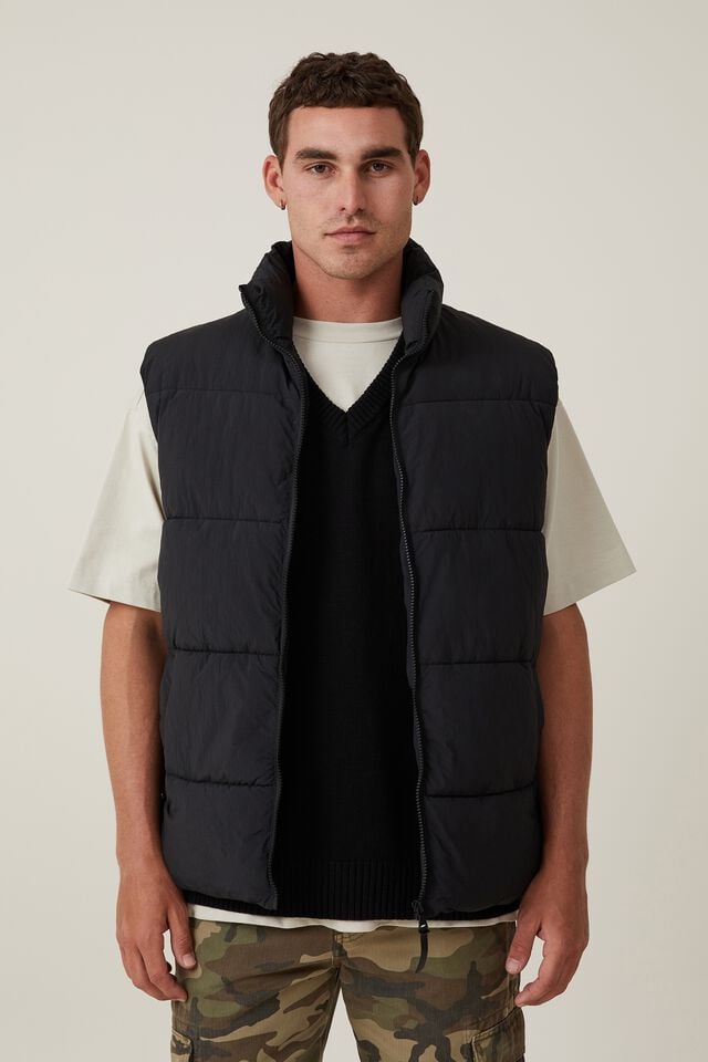 Cotton On Recycled Puffer Vest Black