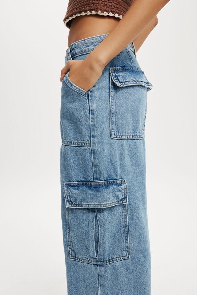 Cotton On Relaxed Cargo Jean Cleanwater Blue