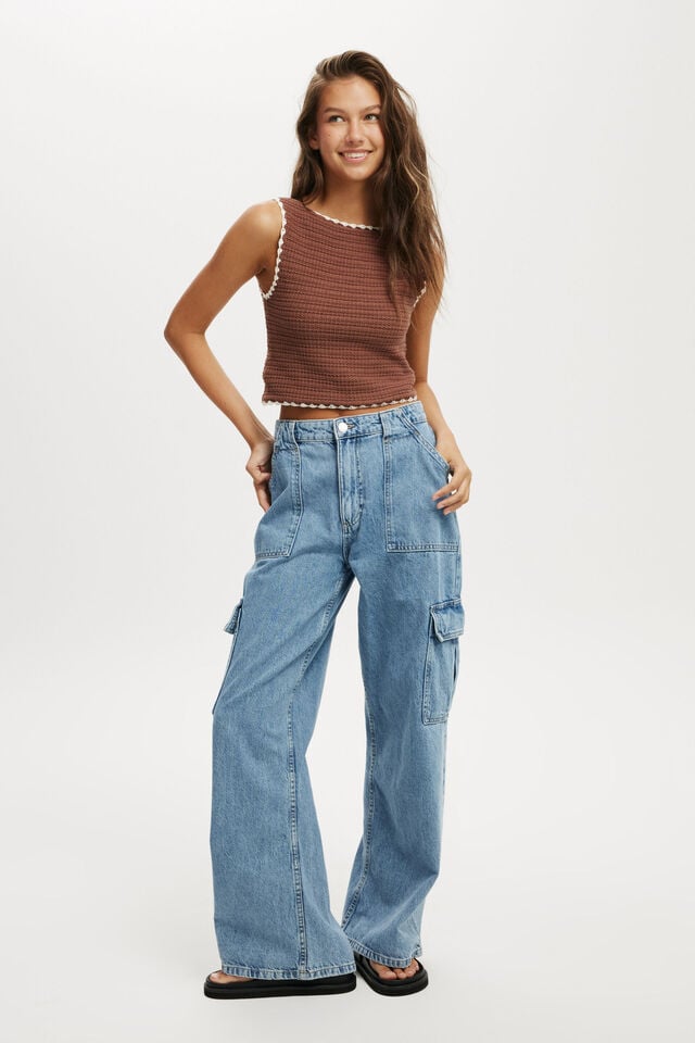 cotton on Relaxed Cargo Jean cleanwater blue