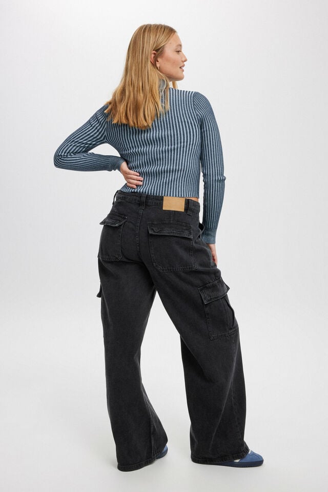 Cotton On Relaxed Cargo Jean Graphite Black