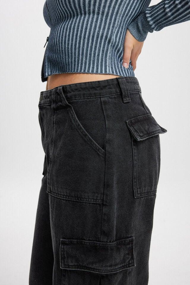 Cotton On Relaxed Cargo Jean Graphite Black