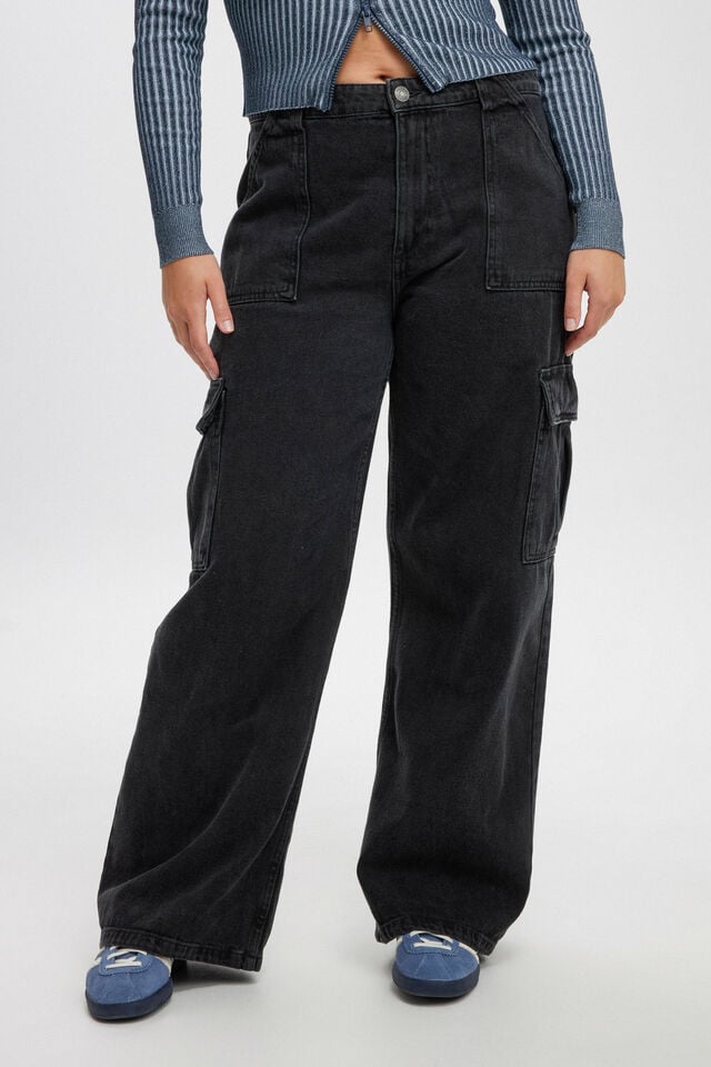 Cotton On Relaxed Cargo Jean Graphite Black