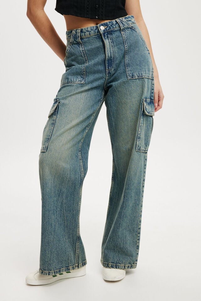 Cotton On Relaxed Cargo Jean Sahara Blue