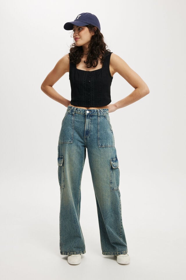 cotton on Relaxed Cargo Jean sahara blue