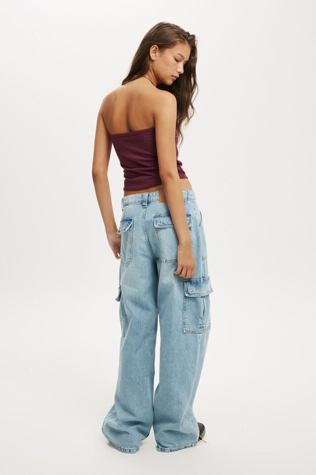 Cotton On Relaxed Cargo Jean Sunfaded Blue