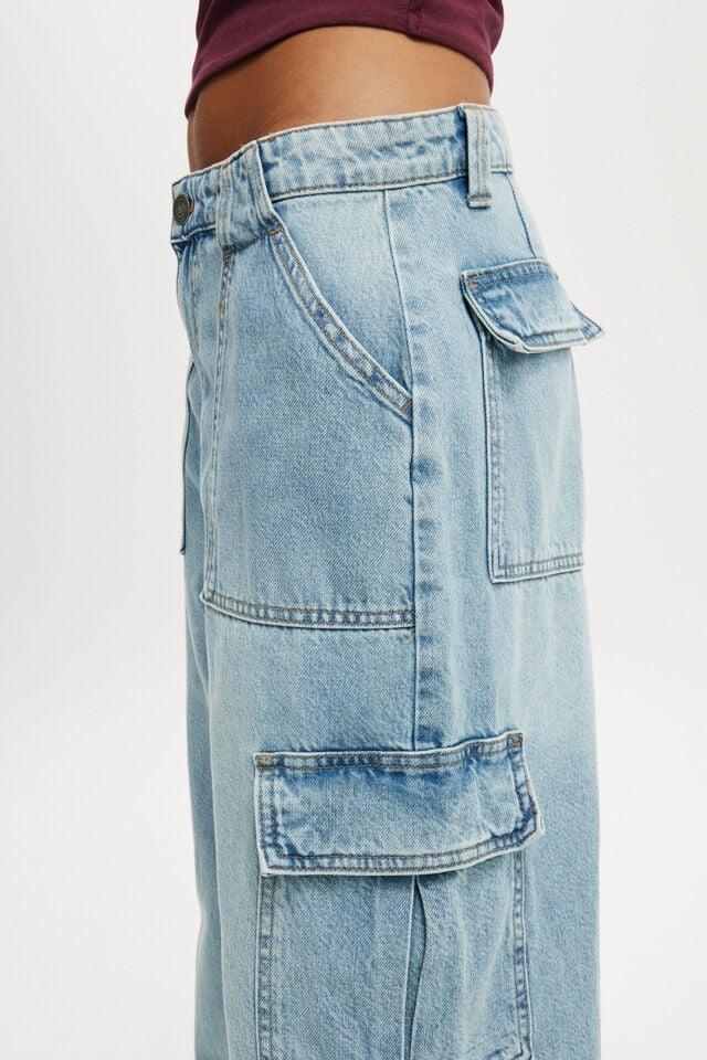Cotton On Relaxed Cargo Jean Sunfaded Blue