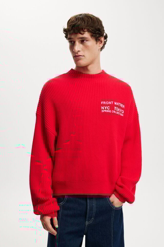 Cotton On Relaxed Crew Knit Red